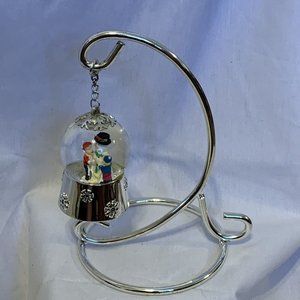 Snow Globe by Regent Square Snowman in Silver Plated Water Ball and Stand 6.5"